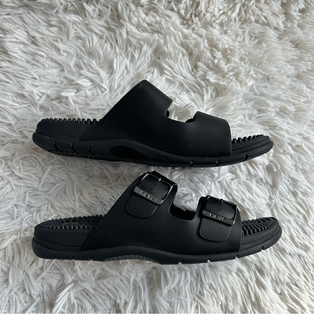 Revs Mens Lochy Double Strap Acupressure Sandals Black New In Box Size 9 - Picture 3 of 7